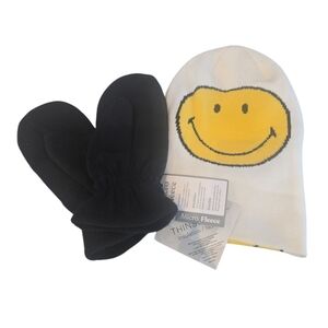 AE Smiley Face Beanie and 3M Thinsulate Mittens Set‎